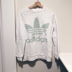 Adidas White Turtle Turquoise Patterned Sweater